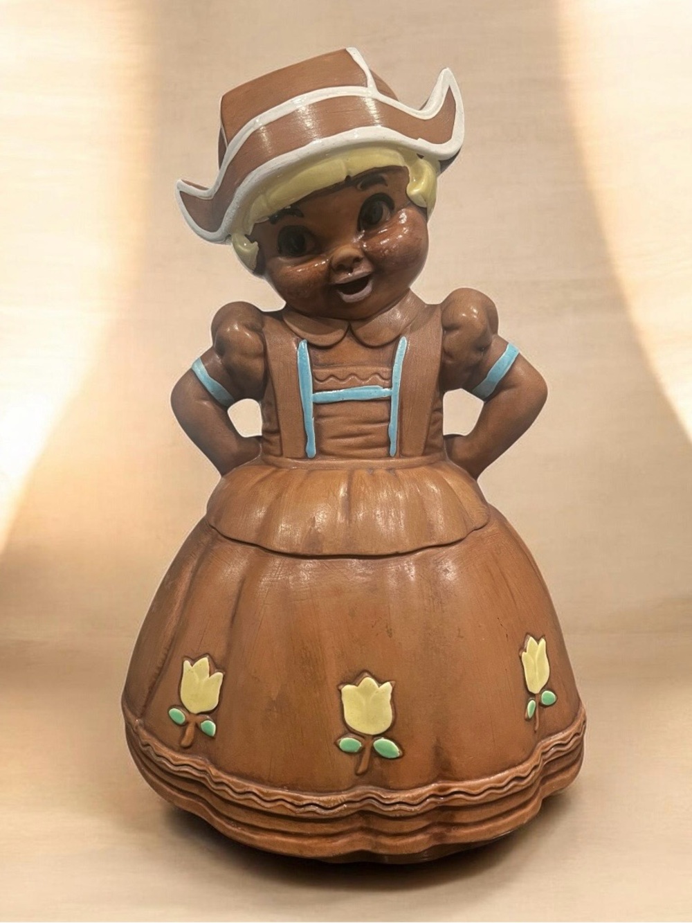 Vintage 1950s Twin Winton ceramic cookie jar of a "Dutch Girl".